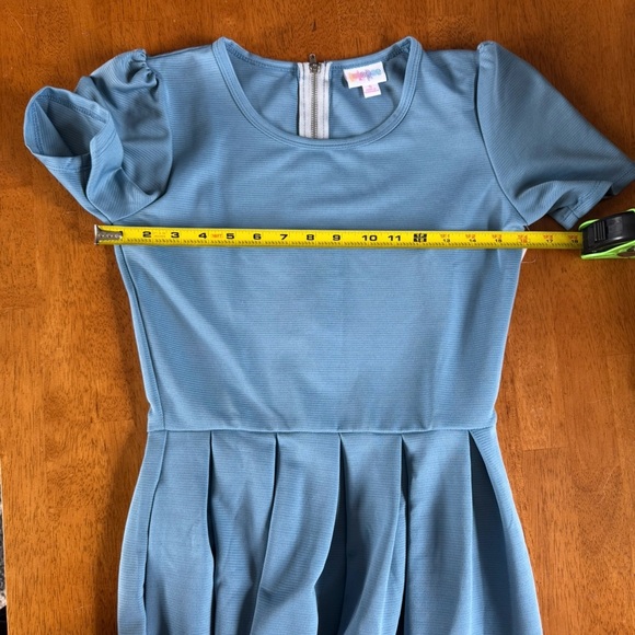NWT LuLaRoe Women’s Blue Pleated Midi Dress with Short Puff Sleeves Size S - Picture 8 of 11
